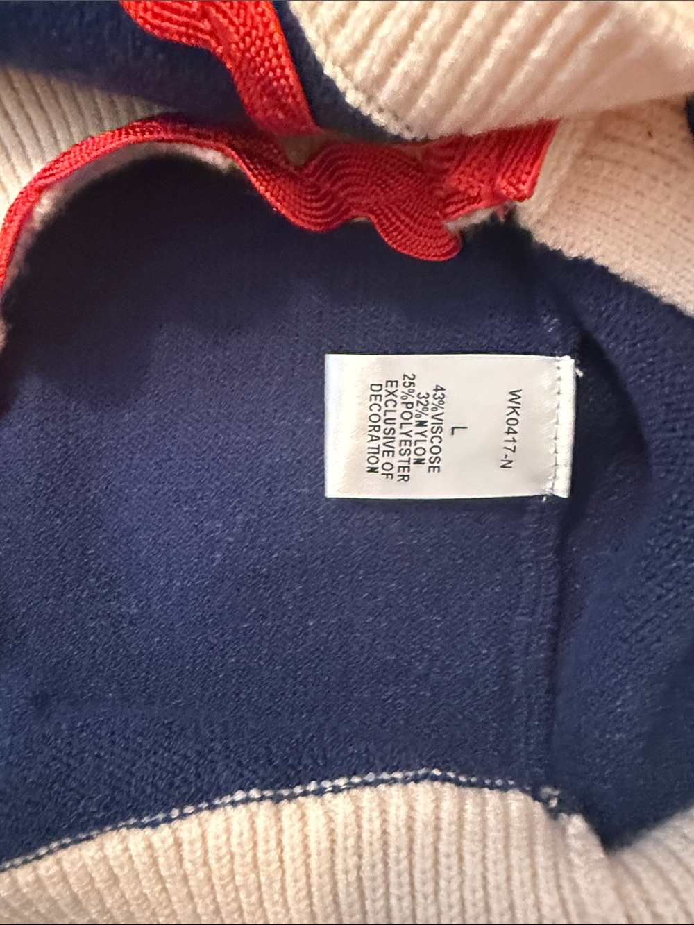 NWT - Preppy and Fun Navy and Cream Women’s Cardigan with Red Trim - Picture 7 of 8